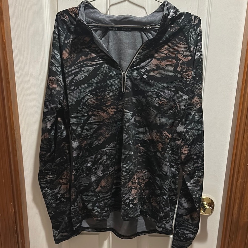 Black and Gray Camouflage Half Zip